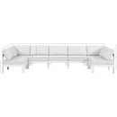  Meridian Nizuc 150" White Water Resistant Fabric Upholstered 7 pc Outdoor Patio Modular Sectional IMAGE 7