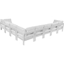  Meridian Nizuc 150" White Water Resistant Fabric Upholstered 8 pc Outdoor Patio Modular Sectional IMAGE 3