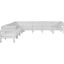  Meridian Nizuc 150" White Water Resistant Fabric Upholstered 8 pc Outdoor Patio Modular Sectional IMAGE 5