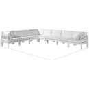  Meridian Nizuc 150" White Water Resistant Fabric Upholstered 8 pc Outdoor Patio Modular Sectional IMAGE 8
