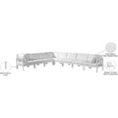  Meridian Nizuc 150" White Water Resistant Fabric Upholstered 8 pc Outdoor Patio Modular Sectional IMAGE 9