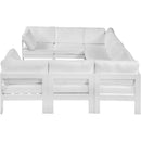 Meridian Nizuc 120" White Water Resistant Fabric Upholstered 8 pc Outdoor Patio Modular Sectional IMAGE 4