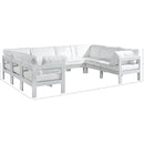  Meridian Nizuc 120" White Water Resistant Fabric Upholstered 8 pc Outdoor Patio Modular Sectional IMAGE 8