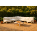  Meridian Nizuc 150" White Water Resistant Fabric Upholstered 9 pc Outdoor Patio Modular Sectional IMAGE 2