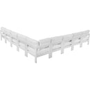  Meridian Nizuc 150" White Water Resistant Fabric Upholstered 9 pc Outdoor Patio Modular Sectional IMAGE 3