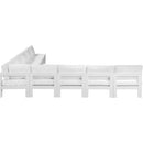  Meridian Nizuc 150" White Water Resistant Fabric Upholstered 9 pc Outdoor Patio Modular Sectional IMAGE 4