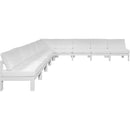  Meridian Nizuc 150" White Water Resistant Fabric Upholstered 9 pc Outdoor Patio Modular Sectional IMAGE 5
