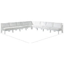  Meridian Nizuc 150" White Water Resistant Fabric Upholstered 9 pc Outdoor Patio Modular Sectional IMAGE 8