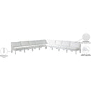  Meridian Nizuc 150" White Water Resistant Fabric Upholstered 9 pc Outdoor Patio Modular Sectional IMAGE 9