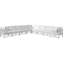  Meridian Nizuc 150" White Water Resistant Fabric Upholstered 9 pc Outdoor Patio Modular Sectional IMAGE 1