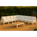  Meridian Nizuc 150" White Water Resistant Fabric Upholstered 9 pc Outdoor Patio Modular Sectional IMAGE 2
