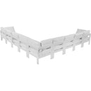  Meridian Nizuc 150" White Water Resistant Fabric Upholstered 9 pc Outdoor Patio Modular Sectional IMAGE 3