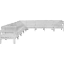  Meridian Nizuc 150" White Water Resistant Fabric Upholstered 9 pc Outdoor Patio Modular Sectional IMAGE 5