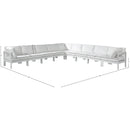  Meridian Nizuc 150" White Water Resistant Fabric Upholstered 9 pc Outdoor Patio Modular Sectional IMAGE 8