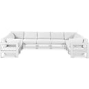  Meridian Nizuc 150" White Water Resistant Fabric Upholstered 9 pc Outdoor Patio Modular Sectional IMAGE 1