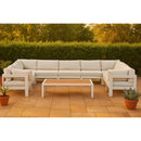  Meridian Nizuc 150" White Water Resistant Fabric Upholstered 9 pc Outdoor Patio Modular Sectional IMAGE 2