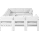  Meridian Nizuc 150" White Water Resistant Fabric Upholstered 9 pc Outdoor Patio Modular Sectional IMAGE 4