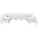 Meridian Nizuc 150" White Water Resistant Fabric Upholstered 9 pc Outdoor Patio Modular Sectional IMAGE 7