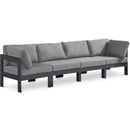  Meridian Nizuc 120" Grey Water Resistant Fabric Upholstered 4 pc Outdoor Patio Modular Sofa IMAGE 1