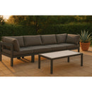  Meridian Nizuc 120" Grey Water Resistant Fabric Upholstered 4 pc Outdoor Patio Modular Sofa IMAGE 2