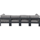  Meridian Nizuc 120" Grey Water Resistant Fabric Upholstered 4 pc Outdoor Patio Modular Sofa IMAGE 3
