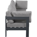  Meridian Nizuc 120" Grey Water Resistant Fabric Upholstered 4 pc Outdoor Patio Modular Sofa IMAGE 4