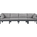  Meridian Nizuc 120" Grey Water Resistant Fabric Upholstered 4 pc Outdoor Patio Modular Sofa IMAGE 5