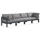  Meridian Nizuc 120" Grey Water Resistant Fabric Upholstered 4 pc Outdoor Patio Modular Sofa IMAGE 8