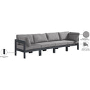  Meridian Nizuc 120" Grey Water Resistant Fabric Upholstered 4 pc Outdoor Patio Modular Sofa IMAGE 9
