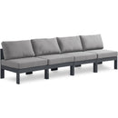  Meridian Nizuc 120" Grey Water Resistant Fabric Upholstered 4 pc Outdoor Patio Armless Modular IMAGE 1