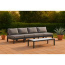  Meridian Nizuc 120" Grey Water Resistant Fabric Upholstered 4 pc Outdoor Patio Armless Modular IMAGE 2