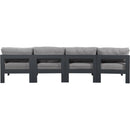  Meridian Nizuc 120" Grey Water Resistant Fabric Upholstered 4 pc Outdoor Patio Armless Modular IMAGE 3