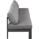  Meridian Nizuc 120" Grey Water Resistant Fabric Upholstered 4 pc Outdoor Patio Armless Modular IMAGE 4