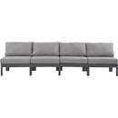  Meridian Nizuc 120" Grey Water Resistant Fabric Upholstered 4 pc Outdoor Patio Armless Modular IMAGE 5