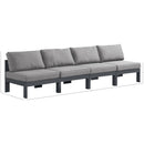  Meridian Nizuc 120" Grey Water Resistant Fabric Upholstered 4 pc Outdoor Patio Armless Modular IMAGE 8