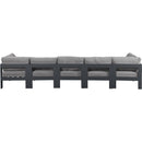  Meridian Nizuc 150" Grey Water Resistant Fabric Upholstered 5 pc Outdoor Patio Modular Sofa IMAGE 3