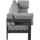  Meridian Nizuc 150" Grey Water Resistant Fabric Upholstered 5 pc Outdoor Patio Modular Sofa IMAGE 4