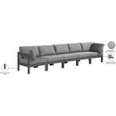  Meridian Nizuc 150" Grey Water Resistant Fabric Upholstered 5 pc Outdoor Patio Modular Sofa IMAGE 9