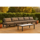  Meridian Nizuc 150" Grey Water Resistant Fabric Upholstered 5 pc Outdoor Patio Armless Modular IMAGE 2