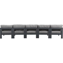  Meridian Nizuc 150" Grey Water Resistant Fabric Upholstered 5 pc Outdoor Patio Armless Modular IMAGE 3