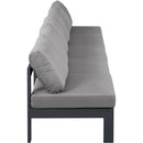  Meridian Nizuc 150" Grey Water Resistant Fabric Upholstered 5 pc Outdoor Patio Armless Modular IMAGE 4