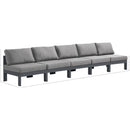  Meridian Nizuc 150" Grey Water Resistant Fabric Upholstered 5 pc Outdoor Patio Armless Modular IMAGE 8