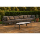  Meridian Nizuc 180" Grey Water Resistant Fabric Upholstered 6 pc Outdoor Patio Modular Sofa IMAGE 2