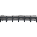  Meridian Nizuc 180" Grey Water Resistant Fabric Upholstered 6 pc Outdoor Patio Modular Sofa IMAGE 3
