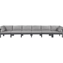  Meridian Nizuc 180" Grey Water Resistant Fabric Upholstered 6 pc Outdoor Patio Modular Sofa IMAGE 5