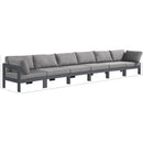  Meridian Nizuc 180" Grey Water Resistant Fabric Upholstered 6 pc Outdoor Patio Modular Sofa IMAGE 8