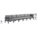  Meridian Nizuc 180" Grey Water Resistant Fabric Upholstered 6 pc Outdoor Patio Modular Sofa IMAGE 9