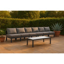  Meridian Nizuc 180" Grey Water Resistant Fabric Upholstered 6 pc Outdoor Patio Armless Modular IMAGE 2