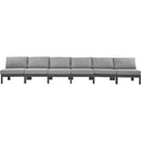  Meridian Nizuc 180" Grey Water Resistant Fabric Upholstered 6 pc Outdoor Patio Armless Modular IMAGE 5