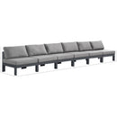  Meridian Nizuc 180" Grey Water Resistant Fabric Upholstered 6 pc Outdoor Patio Armless Modular IMAGE 8